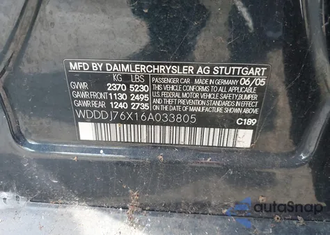 2006 Mercedes-Benz Cls 55 Amg from USA, damaged, VIN WDDDJ76X16A033805